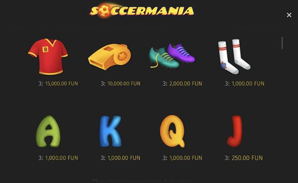 soccermania pokie symbols
